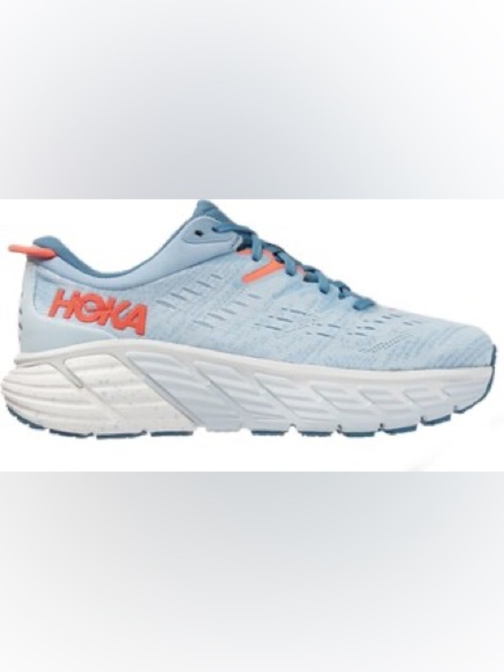 Hoka Gaviota 4 Women’s Road Running Shoes Light Blue and Coral Accent Sneaker 9